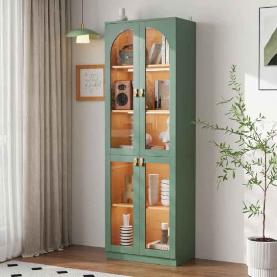 Glass Cabinet Display - 강화유리 도어가 있는 거실 사무실 장식장,
