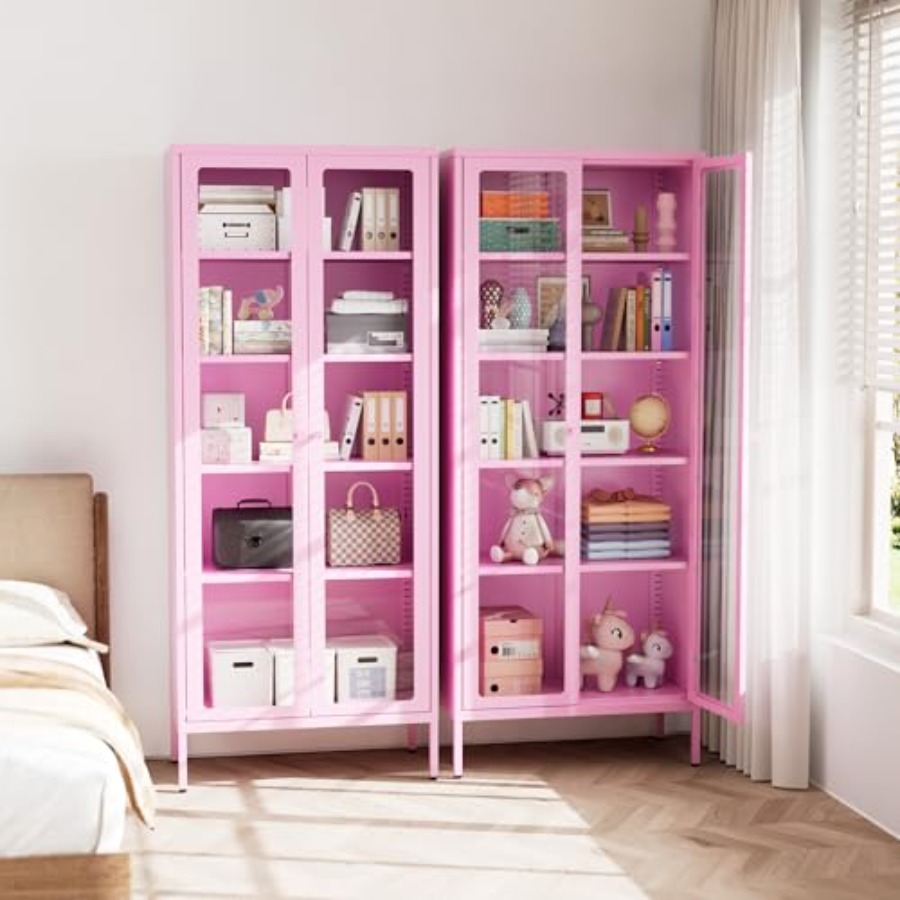 Glass Cabinet Display - 5단 유리 진열장 (가정 사무실, 거실,