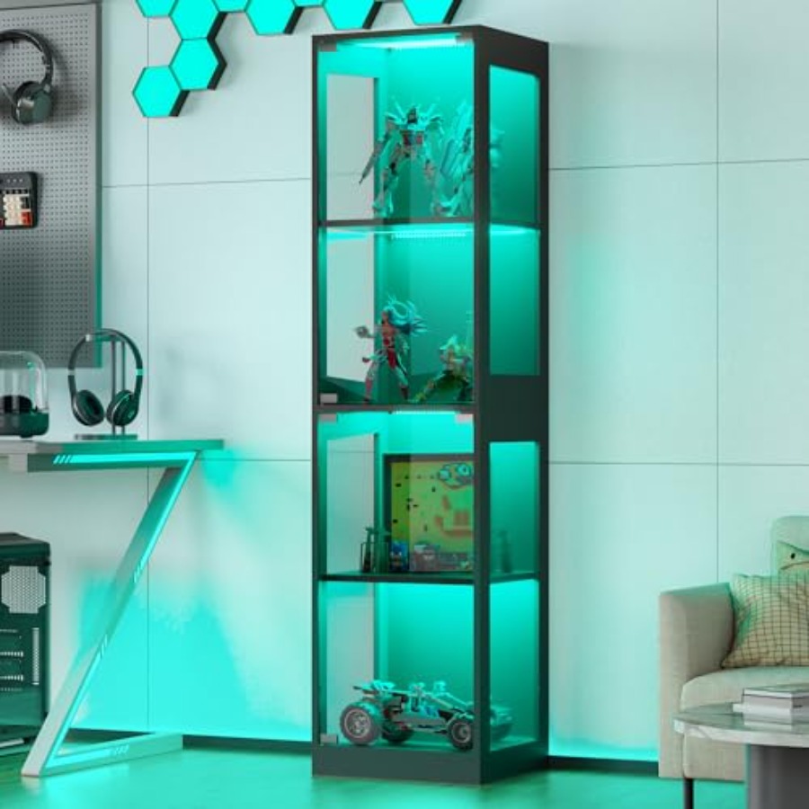 Glass Cabinet Display - 거실과 놀이방을 위한 RGB 조명이 있는