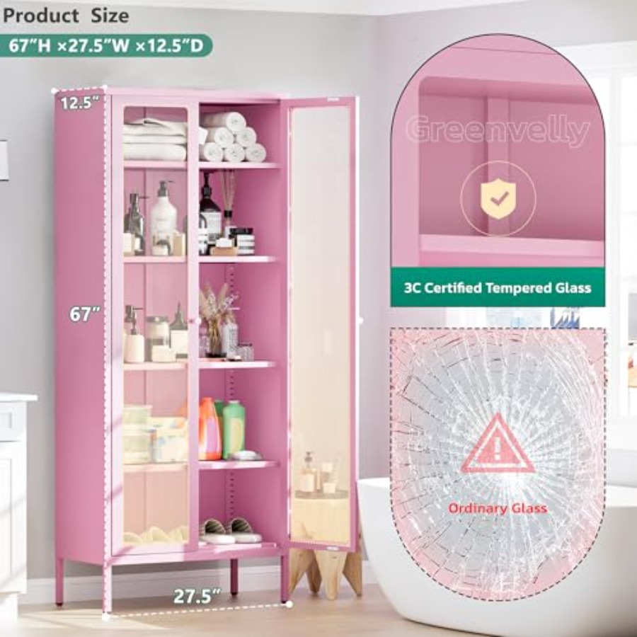 5단 유리 진열장 (가정 사무실, 거실, 식료품 저장실 - Glass Cabinet Display 리뷰 및 가격